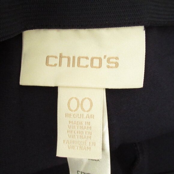 Chicos Pants 00 0 2 XS S Navy Blue Pull On Straight Leg Ankle Crop - Picture 4 of 5